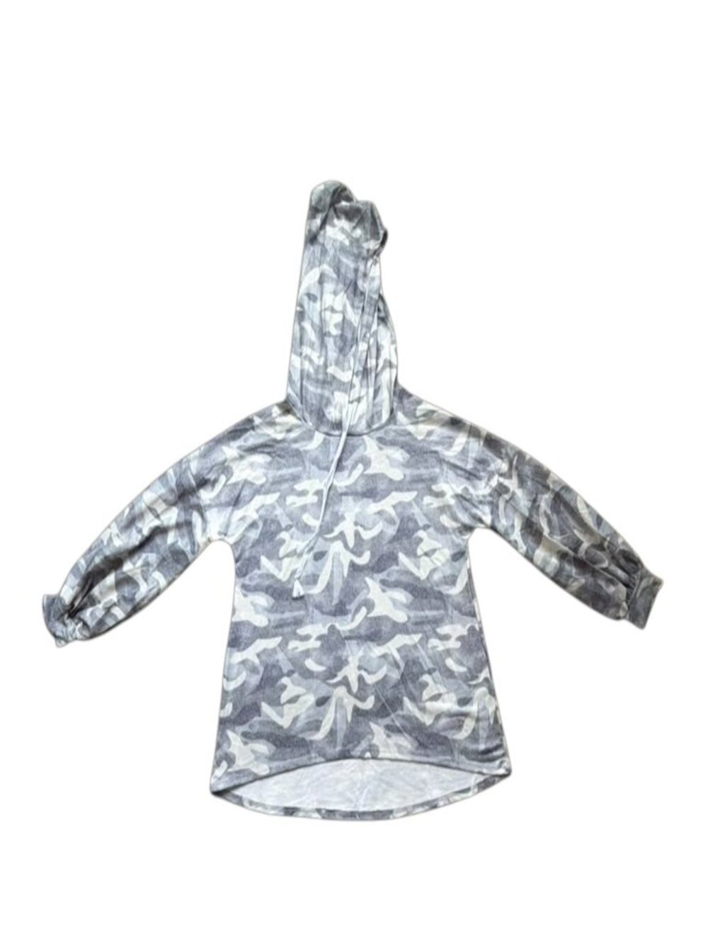 Women’s Camo Hooded Pullover Size S Ruched Sleeve NWOT